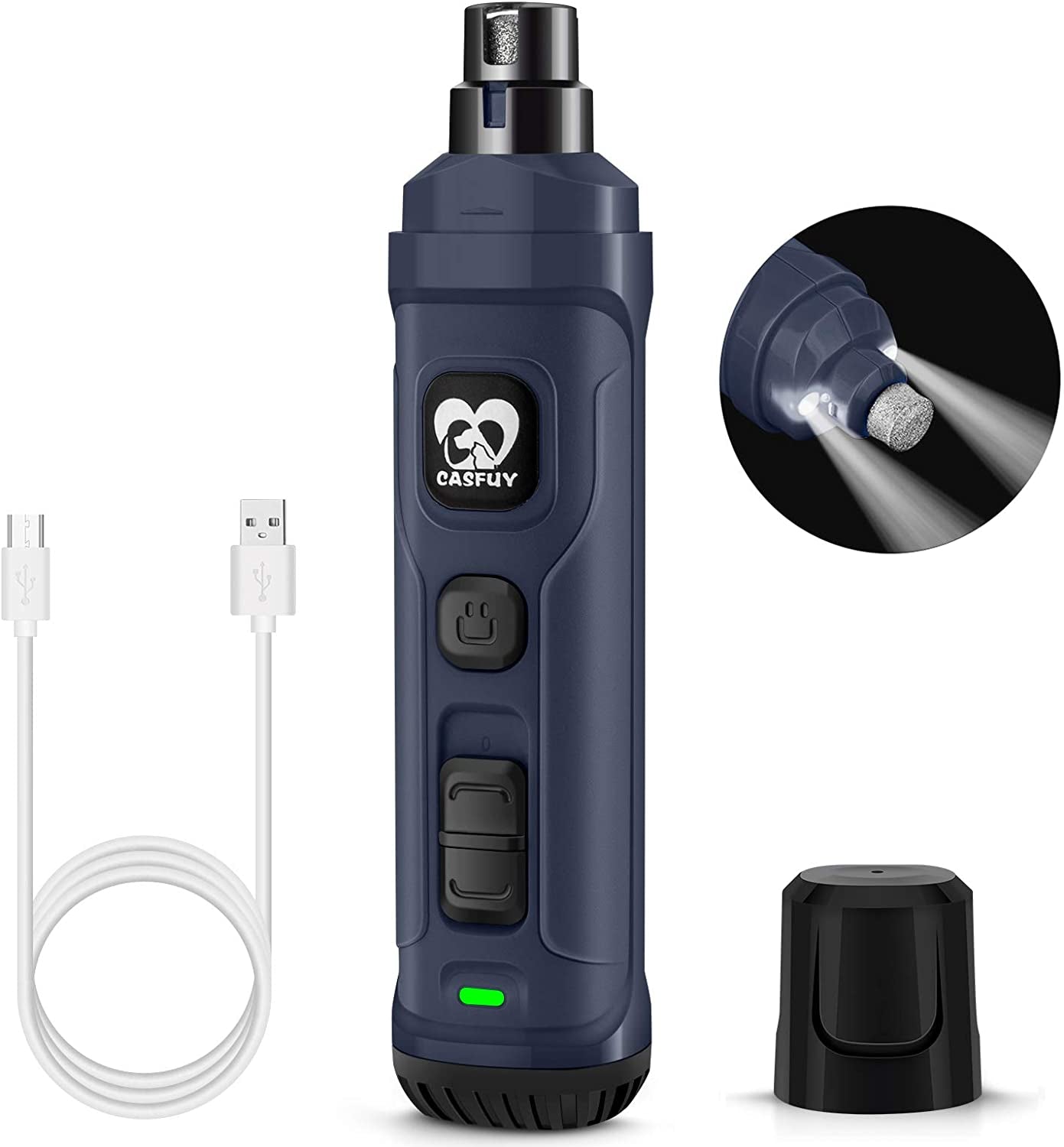 Upgraded Dog Nail Grinder with Dual LED Lights | Quiet 2-Speed Electric Trimmer for Safe Grooming