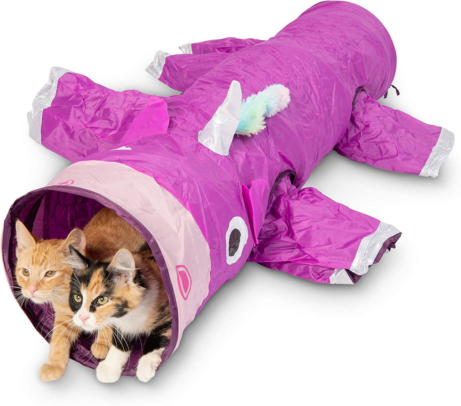 Magic Unicorn 5-Way Cat Tunnel | Interactive Crinkle Maze & Hideout for Multi-Cats & Rabbits