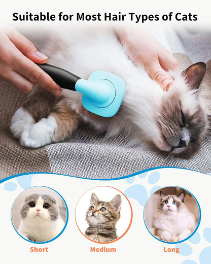 360° Rotating Slicker Grooming Brush | Massaging Deshedding Tool for Dogs & Cats (Blue)