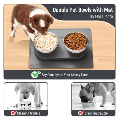 The "Anti-Vomit" Elevated Bowl Set (Stainless Steel)