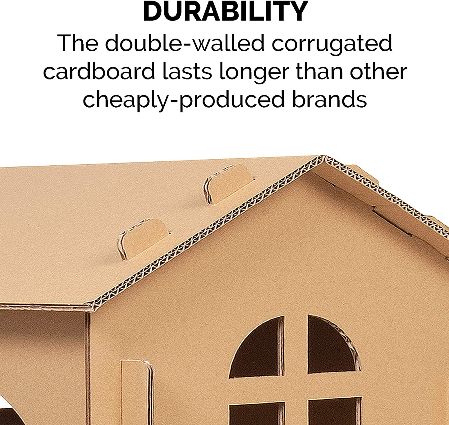 DIY Customizable 2-Story Cat Townhouse | Cardboard Scratcher House with Catnip & Toys