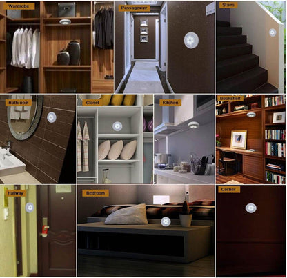 3 Pack Cordless Motion Sensor LED Night Light | Stick-on Cabinet & Stair Safety Lamp