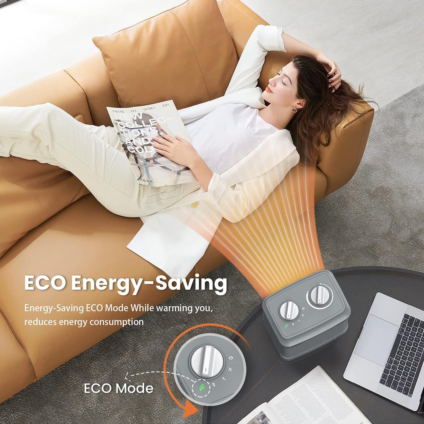 1500W Portable Ceramic Space Heater | Fast Heating Electric Fan with ECO Mode & Tip-Over Safety