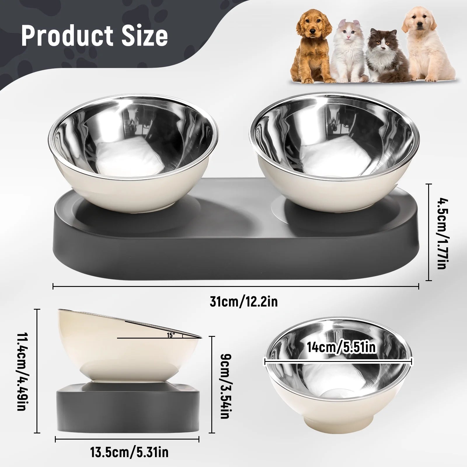 The "Anti-Vomit" Elevated Bowl Set (Stainless Steel)