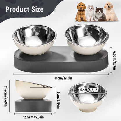 The "Anti-Vomit" Elevated Bowl Set (Stainless Steel)